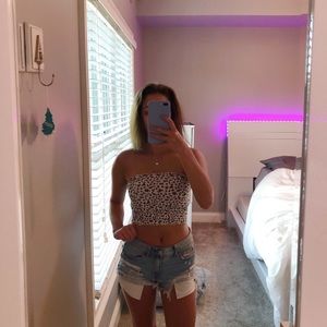 White Tube Top with Floral Print